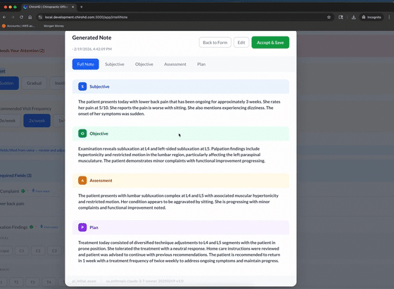 AI SOAP Note Builder in action